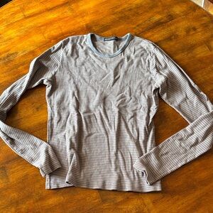 Brandy Melville Gray Striped Long Sleeve Tee